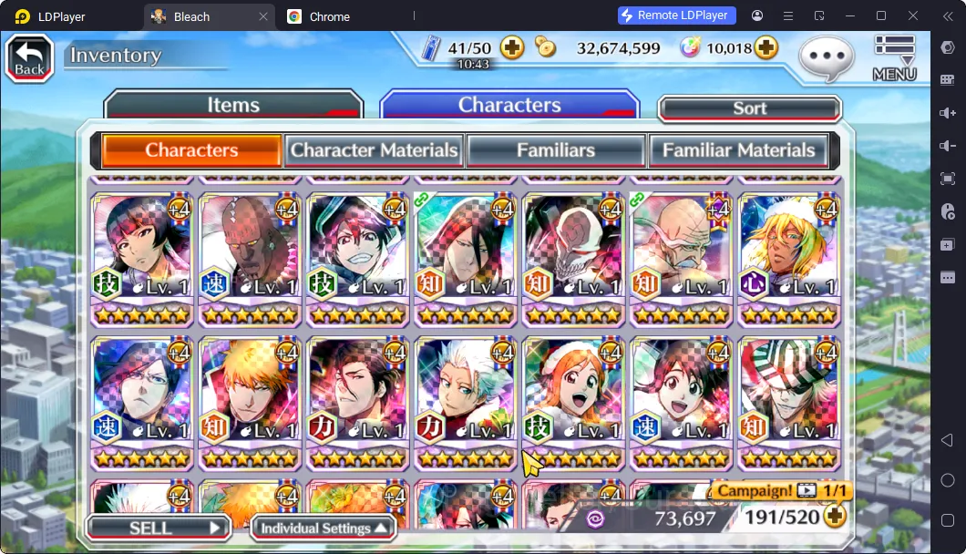 Bleach: Brave Souls Accounts Mid-Tier GLOBAL 10K Orb|5 Char 5/5(Jushiro TYBW25,OhRtsu TYBW24,Toshiro TYBW24,Byakuya 6