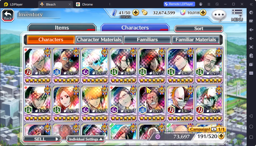 Bleach: Brave Souls Accounts Mid-Tier GLOBAL 10K Orb|5 Char 5/5(Jushiro TYBW25,OhRtsu TYBW24,Toshiro TYBW24,Byakuya 7