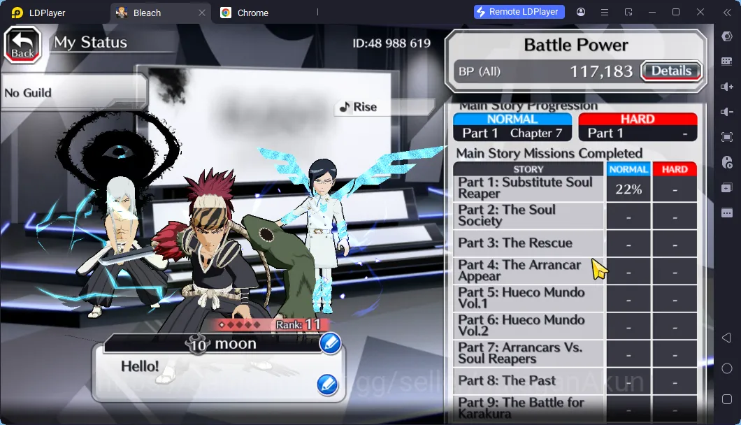 Bleach: Brave Souls Accounts Mid-Tier GLOBAL 10K Orb|5 Char 5/5(Jushiro TYBW25,OhRtsu TYBW24,Toshiro TYBW24,Byakuya 5