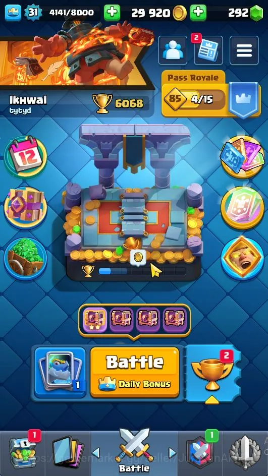 Clash Royale Accounts Lvl 31|Trophy 6068|KTL 11|Limited Skin|Card 113|1 image 1