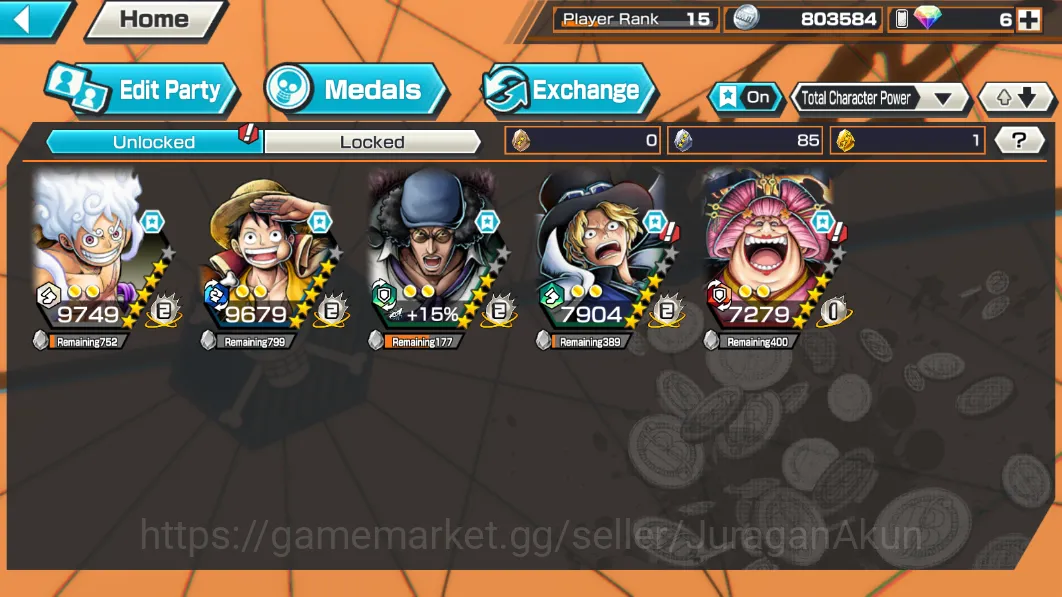 One Piece Bounty Rush Accounts Global|5 META EX[Luffy Gear5,Sabo,Kuzan,Olin the O image 3