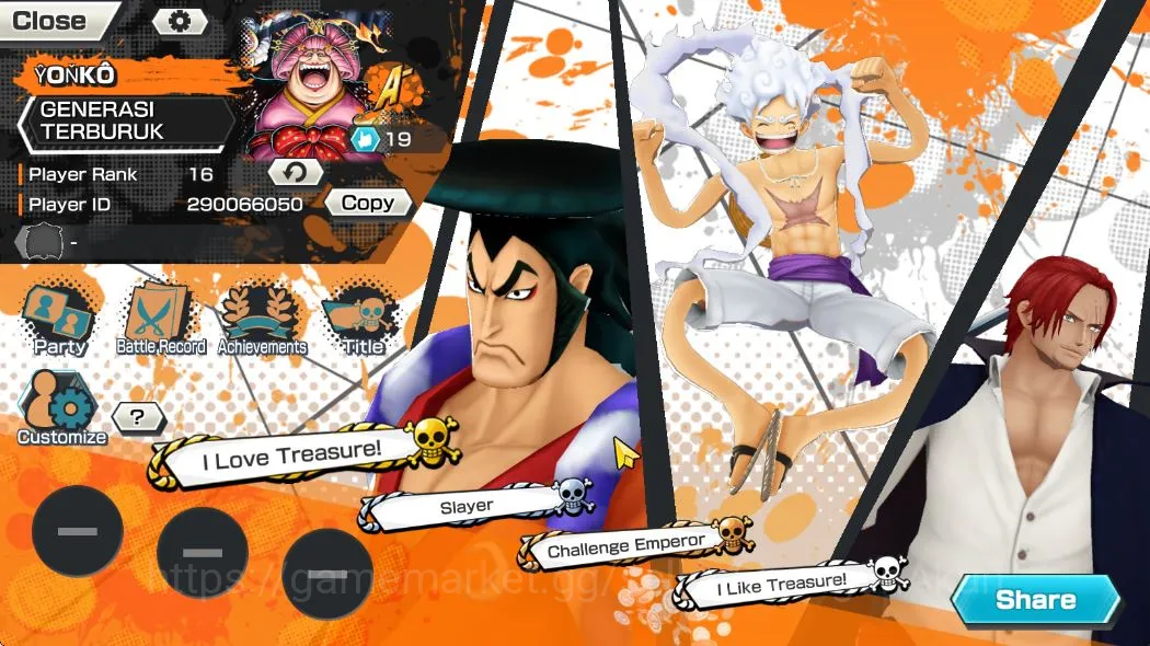 One Piece Bounty Rush Accounts Mid-Tier Global|5 META Extreme [Four Emperors Luffy,Sakazuki,Olin the Oiran,Shanks,Kozuki