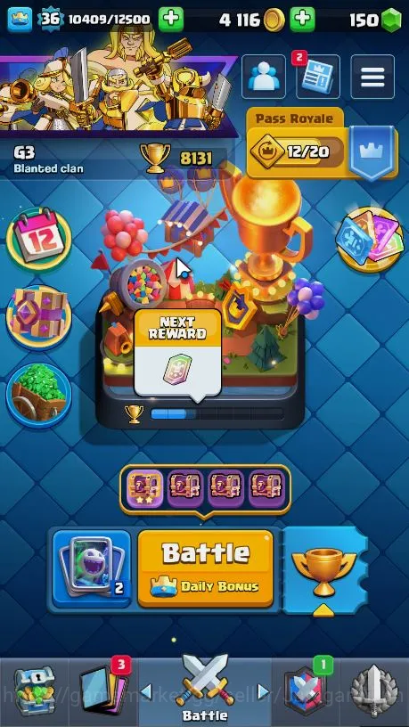 Clash Royale Accounts Lvl 36|Trophy 8131|KTL 12|Limited Skin Emote|Card image 1