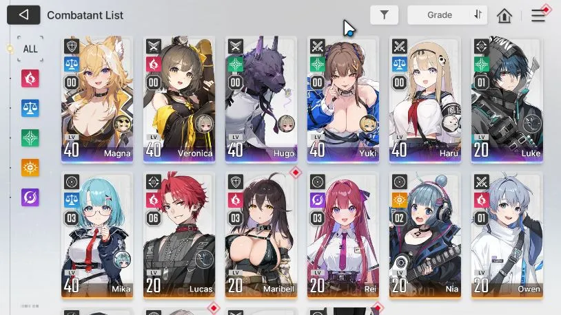 Chaos Zero Nightmare Accounts GLOBAL|Lv34|6 SSR(Luke M1,Haru,Magna,Yuki,Veronica,Hugo)+ 10SR(Mika M3,Lucas M6,Etc) 24SR 2