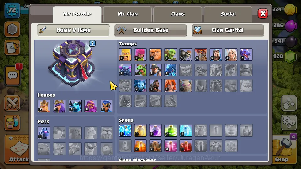 Clash of Clans Accounts Mid-Tier TH 15 - BH 5|LV 72|HH 7|BK 32,AQ 36,GW 8,MP 9,RC 6|Gems 1392|CN ON|ProtectOFF|TAKE 3