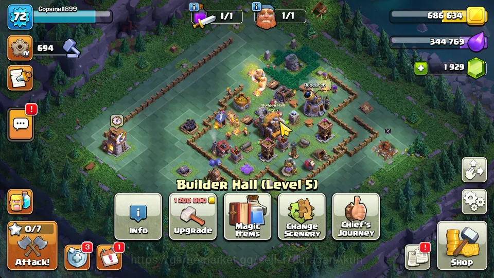 Clash of Clans Accounts Mid-Tier TH 15 - BH 5|LV 72|HH 7|BK 32,AQ 36,GW 8,MP 9,RC 6|Gems 1392|CN ON|ProtectOFF|TAKE 9