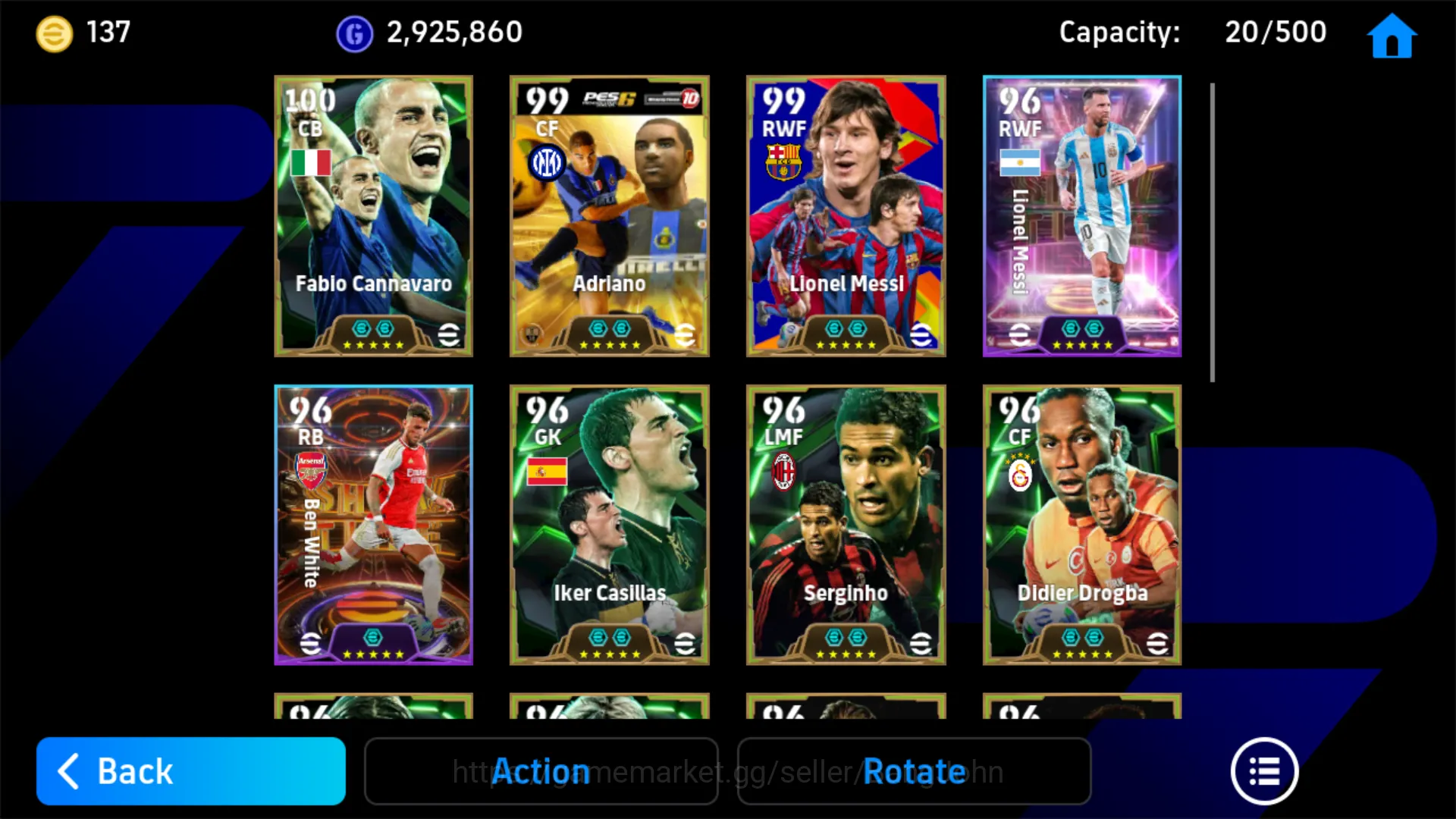 eFootball Accounts Others power 3156 l messi pack barca l adriano epic db  | EFB097B 3