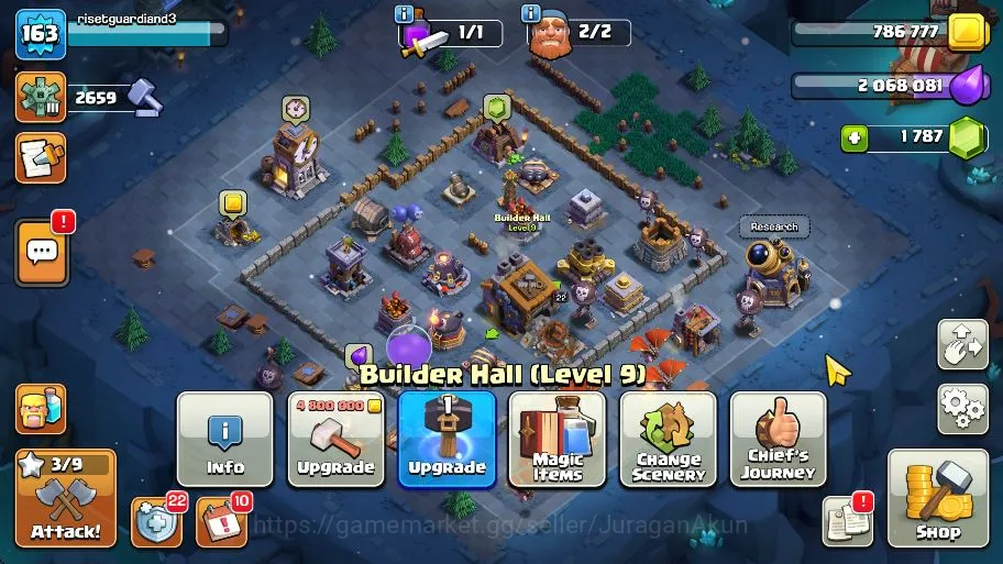 Clash of Clans Accounts Mid-Tier TH 15 - BH 9|Limited Skin|LV 163|HH 9|BK 42,AQ 59,GW 30,MP 29,RC 24|Gems 1787|CN 7