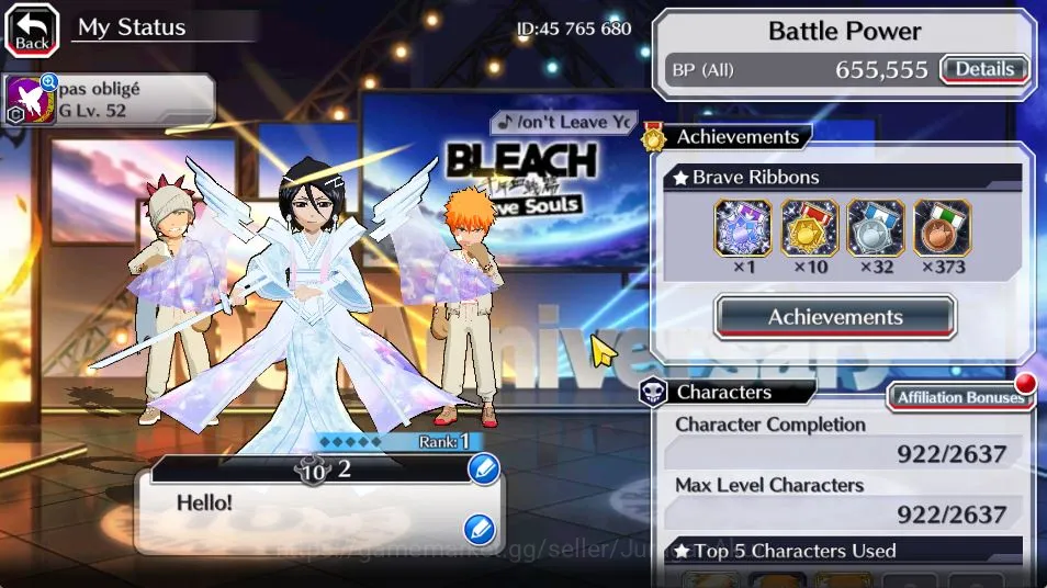 Bleach: Brave Souls Accounts Mid-Tier [GLOBAL]40K Orb|Rukia 10th Anniv,Creator Art(Renji,Ichigo),Ganju TYBW25,Aizen 2