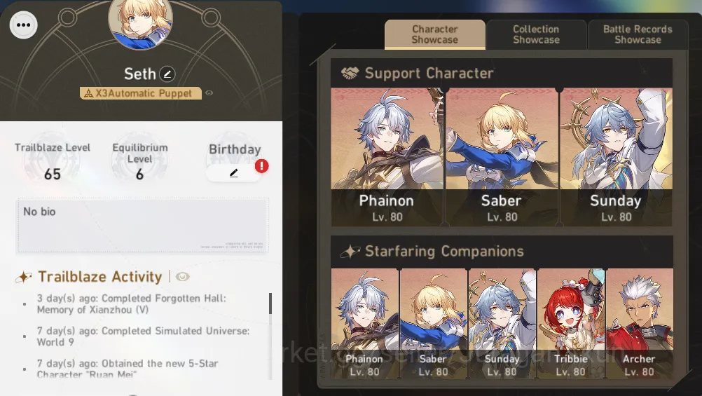 ASIA|TL 70|7 Limited|Phainon+Sign,Sunday+Sign,Saber+Sign,Archer+Sign,RuanMei,Seele& ETC|TAKE EMAIL(HSR2674) Honkai Star Rail Mid Game ASIA|TL 70|7 Limited|Phainon+Sign,Sunday+Sign,Sabe image 1