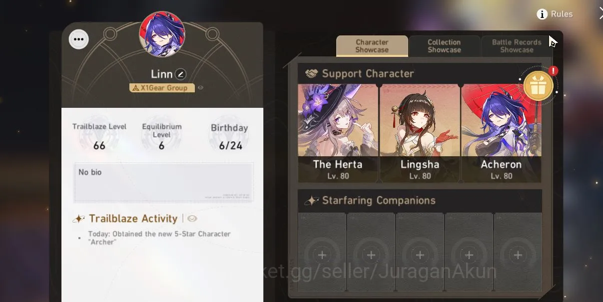 Honkai Star Rail Accounts Mid Game Asia [TL66] 5 Limited (AcheronE1+Sign,Aventurine,Lingsha,RuanMei,TheHerta,Bronya and ETC 2