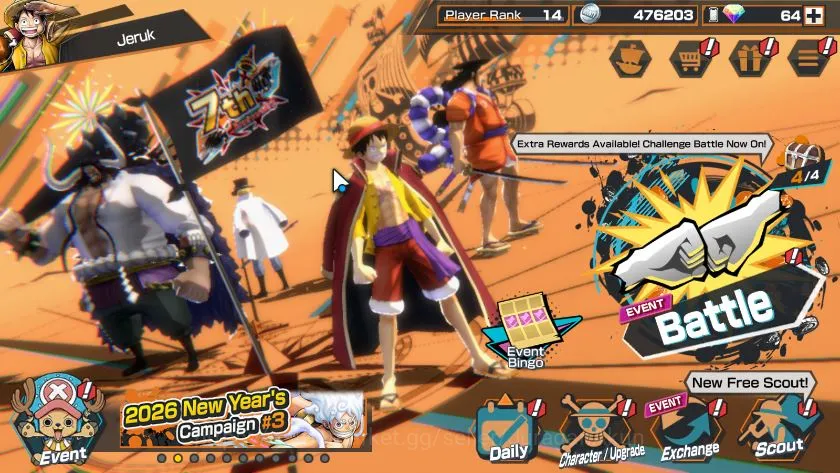 One Piece Bounty Rush Accounts Starter Global|5 META EX|Luffy G5,MWD Luffy,Kozuki Oden,Kaido,Sabo|Rank 14|Log Bandai|Check 4