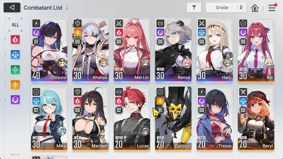 Chaos Zero Nightmare Accounts GLOBAL|LV 32|1,5K Cry|5 SSR (ChizuruM1,Haru,Mei Lin,Khalipe,Renoa) + 8 SR + 10 SR Partners|Log 2
