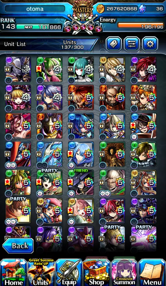 Grand Summoners Accounts Mid-Game [GLOBAL]Rank 143|25 Ascend 5