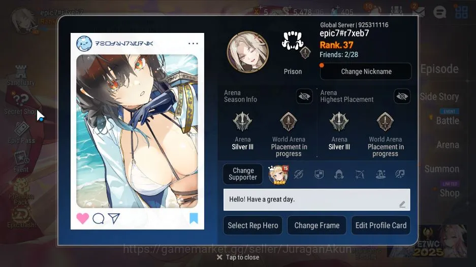 Epic Seven Mid-Tier Global Unverif |4ML(LQ Charlotte,Specimen Sez,Clos image 1