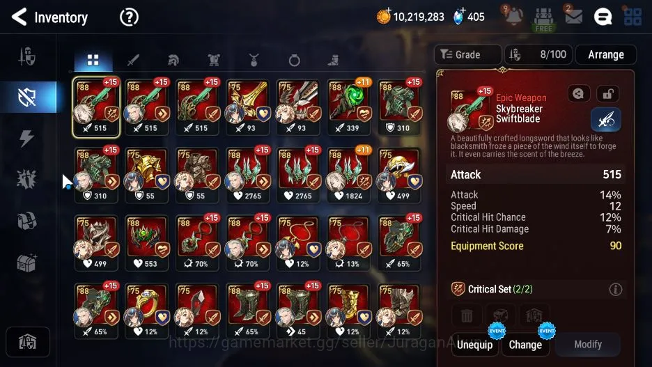 Epic Seven Accounts Mid-Tier Global Unverif |4ML(LQ Charlotte,Specimen Sez,Closer Charles,Harsetti)115 Char|POH On|Log 2