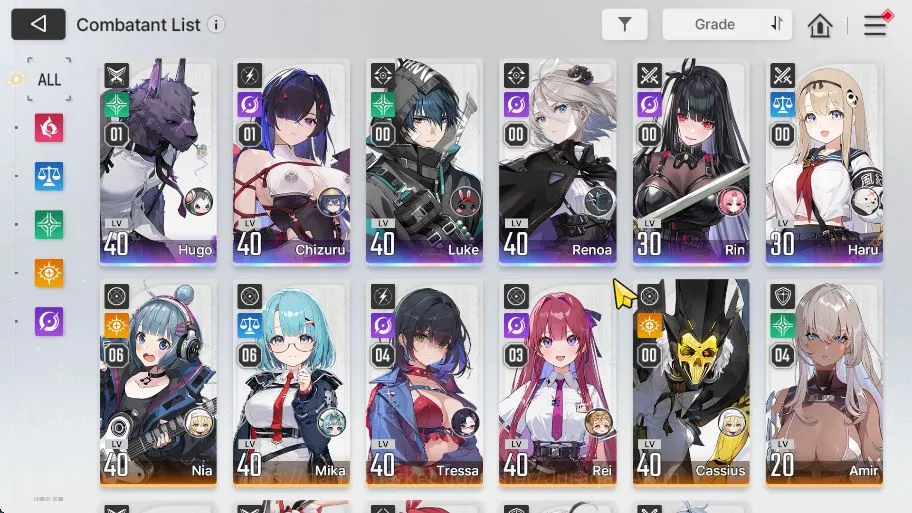 Chaos Zero Nightmare Accounts Global Lv 40|6 SSR (ChizuruM1+Sign,Rin+Sign,HugoM1,Haru,Luke,Renoa)+11 SR(MikaM6,NiaM6,Etc)+17 3