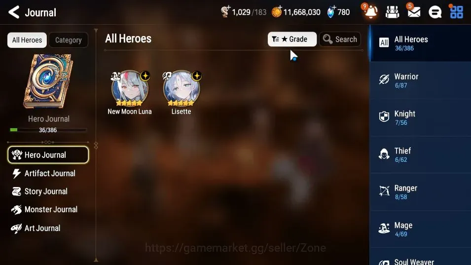 Epic Seven Accounts Starter Global Unverif|Best Starter|2 ML(New Moon Luna,Lisette)|PoH+Bless ON|Side Story Locked|MM 20|CB 1
