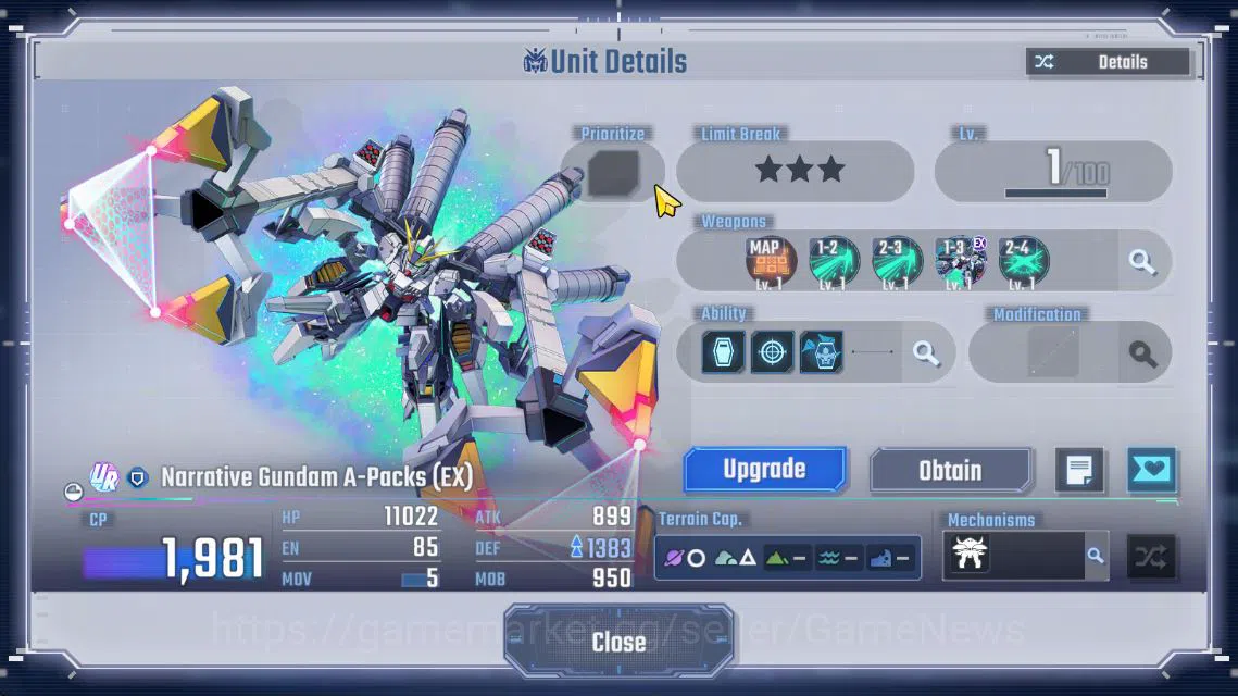 SD Gundam G Generation ETERNAL Accounts [Global] 173K DM | 6 UR | Big-Rang, Exia LB 1, Aerial, Narrative A-Pack, Le Cygne 8