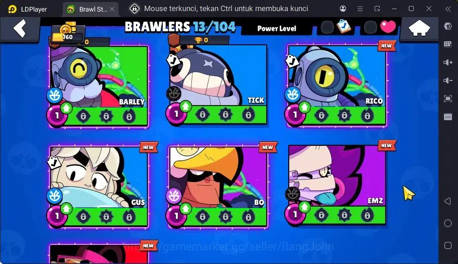 Brawl Stars Accounts Trophy 760|13 Brawler|3 Mythic(Tara,Otis,Tickoyaki),3 Epic,1 S Rare Skins|1817 Bling | ProtectOff 12