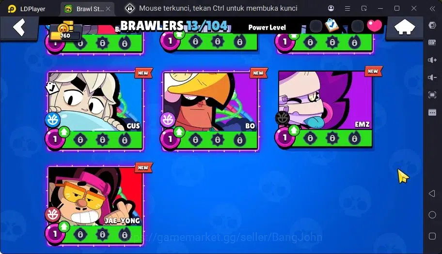 Brawl Stars Accounts Trophy 760|13 Brawler|3 Mythic(Tara,Otis,Tickoyaki),3 Epic,1 S Rare Skins|1817 Bling | ProtectOff 13