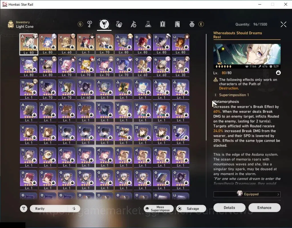 Honkai Star Rail Accounts Others Asia|TL 68|Premium Super Break|20 Limited|[Firefly,Yao 6