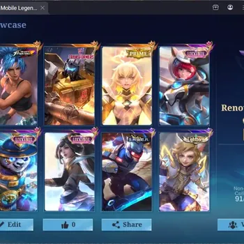 Mobile Legends: Bang Bang Accounts Collector Global|287S|Renowned|KOF Karina,TF Roger,Prime Beatrix,LBX Akai,LBX Kimmy,LBX