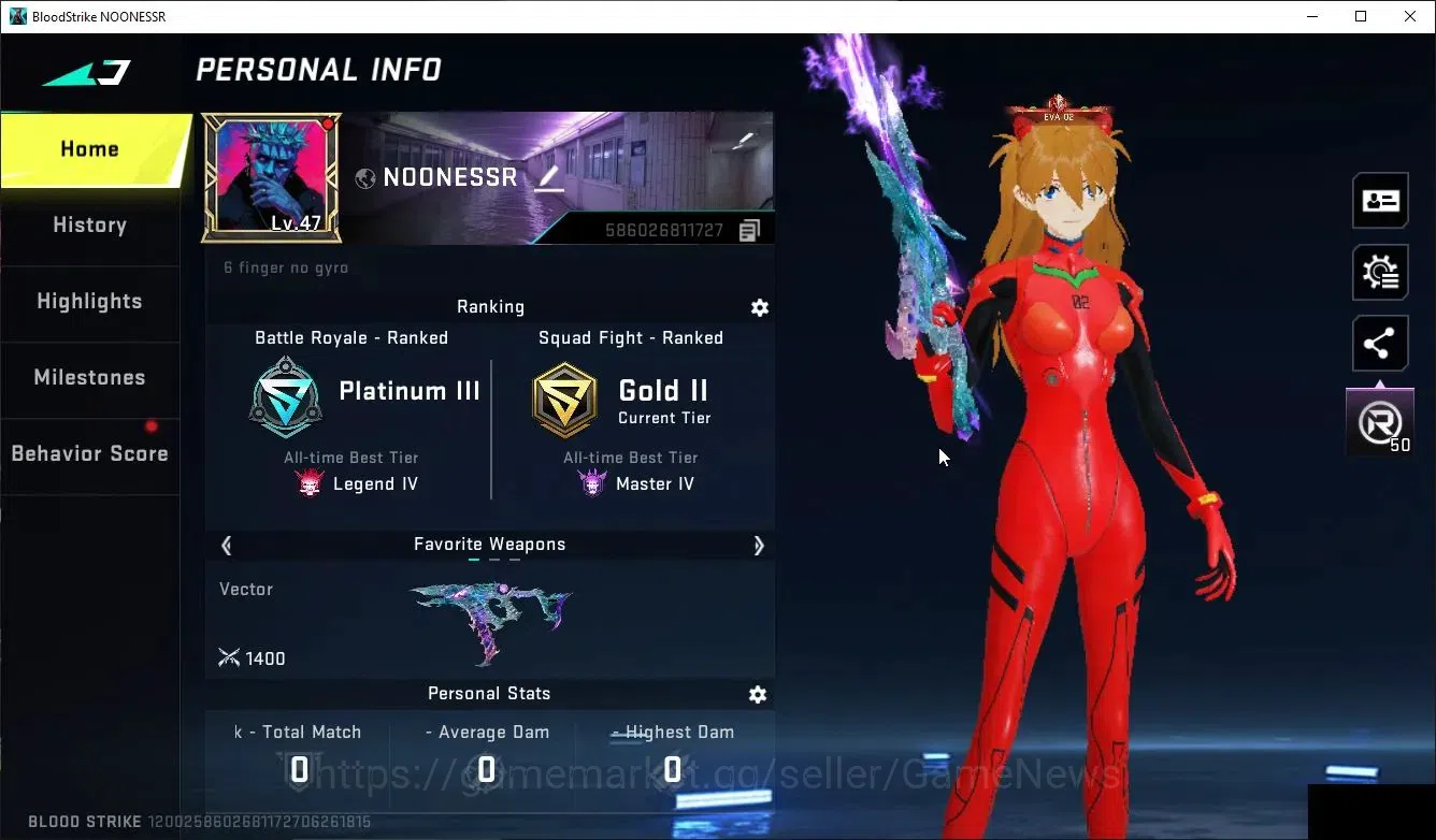 Blood Strike Accounts ASIA|ETERNAL Lv3 Vector-ShadowDrake+COLLAB EVA[Lv2 image 2