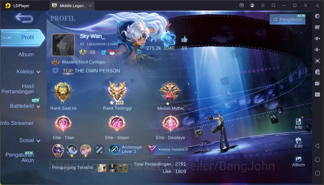 Mobile Legends: Bang Bang Accounts Rare Skin Global|Skin222|Renowned|KOFKarina+Dyrroth,PrimeGranger,STARHayabusa,Collector 1