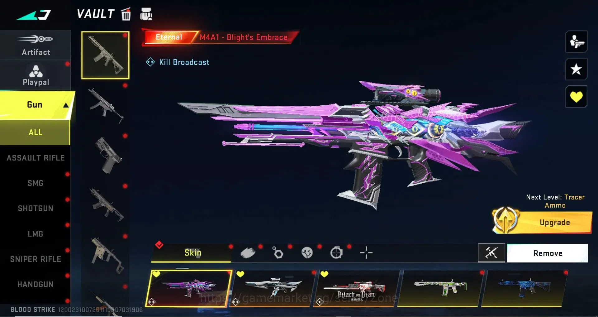 Blood Strike Accounts High-End ASIA|3 AOT|1 ETERNAL: M4A1 Blight's Embrace|8 ULTRA GUNS|3 LIMITED GUNS|10 LEGENDARY 8