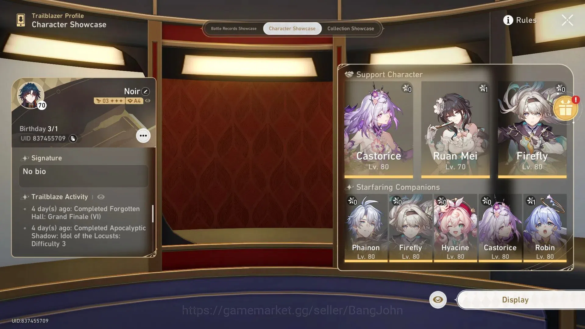 Honkai Star Rail Accounts End Game ASIA| TL70 Max|11 Lim|Castorice L80 (208% CDmg)|Firefly L80|Grand Finale VI Cleared 2