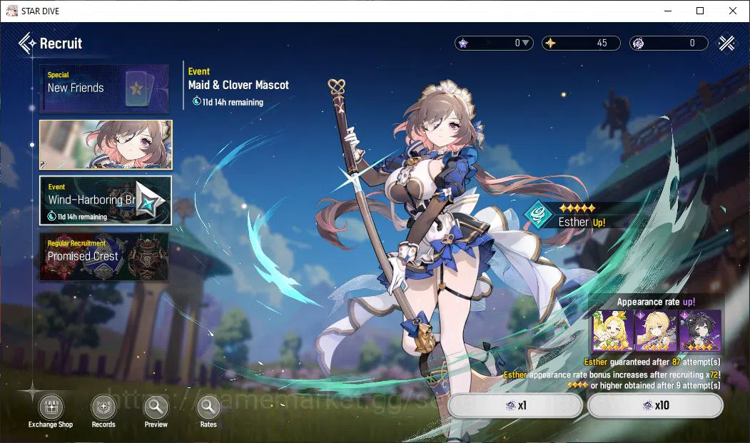 Mongil:Star Dive Accounts Global |Starter Lv 1| Meta 1 SSR Ophelia +4 SR Ser image 5