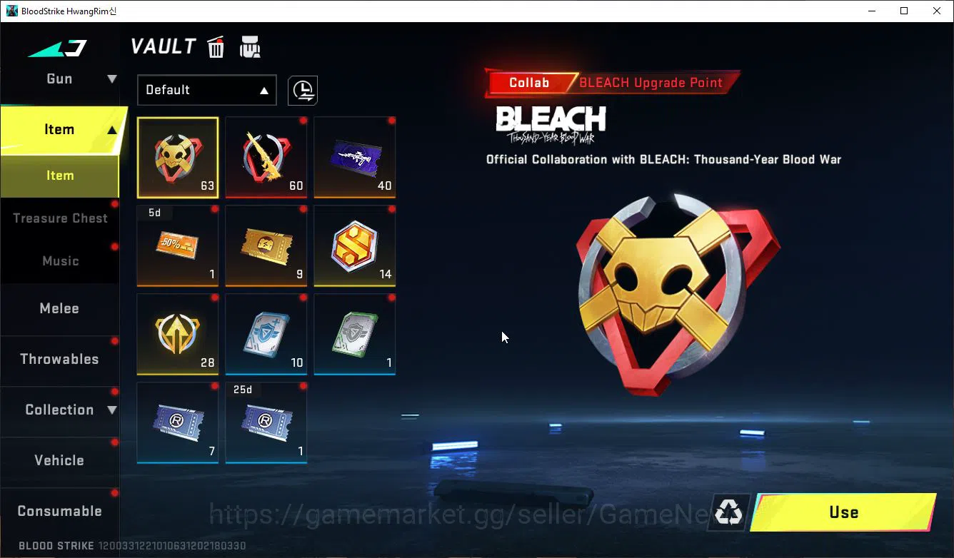 Blood Strike Accounts Mid-Tier ASIA|1 ETERNAL KALA|1 MELE Bleach Zenpakuto,UZI-Zangetsu,Byakuya,Toshiro|5 15