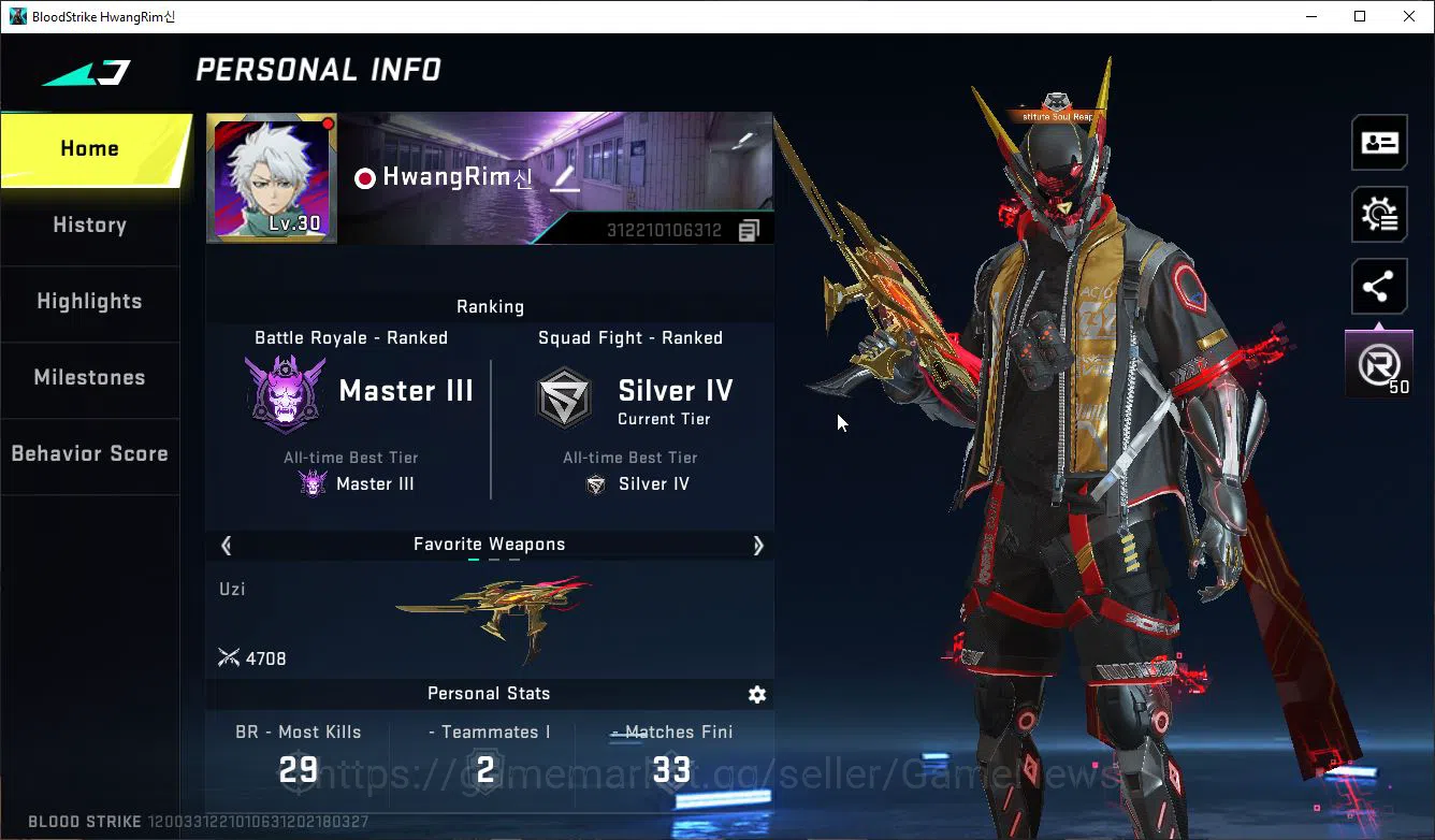 Blood Strike Accounts Mid-Tier ASIA|1 ETERNAL KALA|1 MELE Bleach Zenpakuto,UZI-Zangetsu,Byakuya,Toshiro|5 2