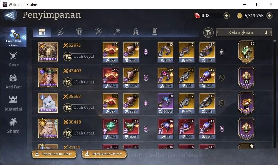 Watcher of Realms Accounts GLOBAL 60x|Lv 38|819K Power|3 Lord[Iovar,Laya,King image 10