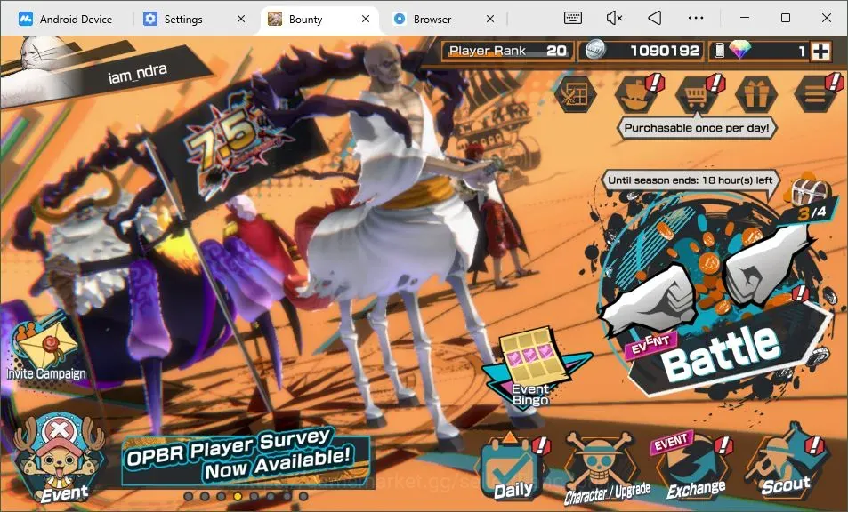 One Piece Bounty Rush Accounts High-End Android |8 EX|PR 20|SS-Snake,FAA Sakazuki,AF Rob Lucci,TFE St.Ethanbaron,KOP 1