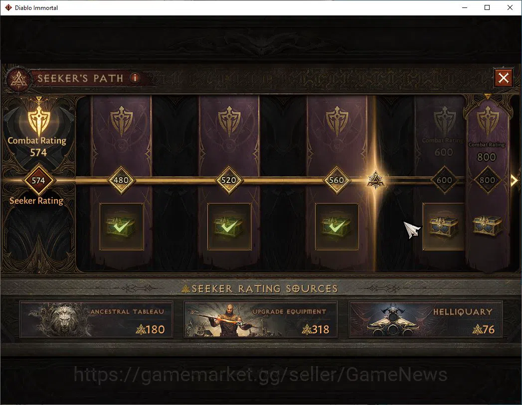Diablo Immortal Accounts SA - Malah|Lv60(402)|Demon Hunter|30k CR|Reso 450| image 10