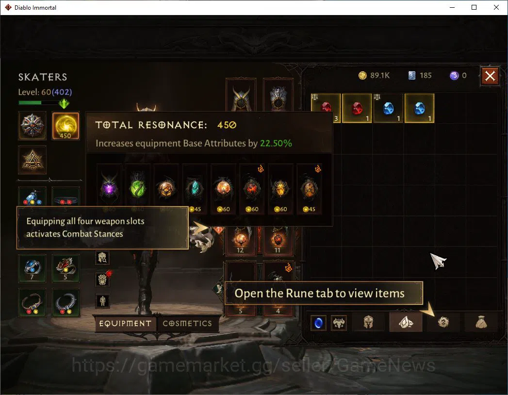 Diablo Immortal Accounts SA - Malah|Lv60(402)|Demon Hunter|30k CR|Reso 450| image 6
