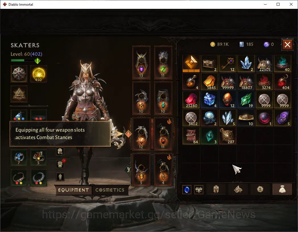 Diablo Immortal Accounts SA - Malah|Lv60(402)|Demon Hunter|30k CR|Reso 450| image 8