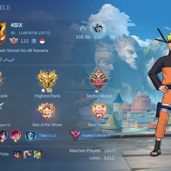 Mobile Legends: Bang Bang Accounts Others Global|Hero 133|Skin 332|Exalted V|KOF Karina,KFP Thamuz,Naruto Lukas,LBox