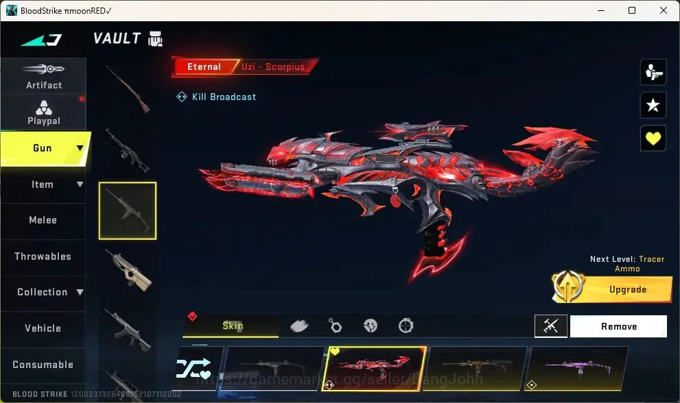 Blood Strike Accounts Others ASIA | 1 ETERNAL: Uzi-Scorpius|Guns:1 AOT,1 TR|1 Ultra Melee Talon Knife - Sanctum|3 Ultra 9