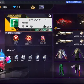 Free Fire Accounts Indonesia | Evo: SCAR Megalodon Alpha Lv.6| M1887- Gurun Pasir, Mamba Gnaw, Bunny's Order | Check SS
