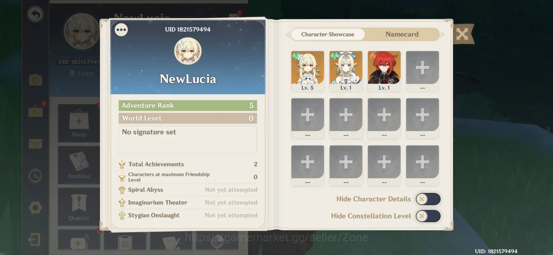 Genshin Impact Accounts Starter ASIA|AR 5|Best starter|1Limited (Vesna) +*5 Char | World Level 0|TakeMail(GI1637Z) 1