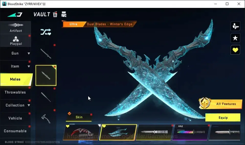 Blood Strike Accounts AMERICA|3 ETERNAL[ZERO,AK47 Lv3,DEagle]|2 Melee UL image 8