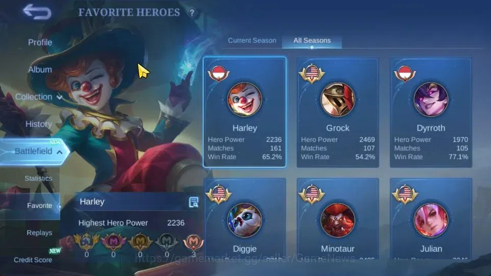 Mobile Legends: Bang Bang Accounts Hero 67|Skin 119|High Glory 61|KOF Karina,CC Nata, image 4