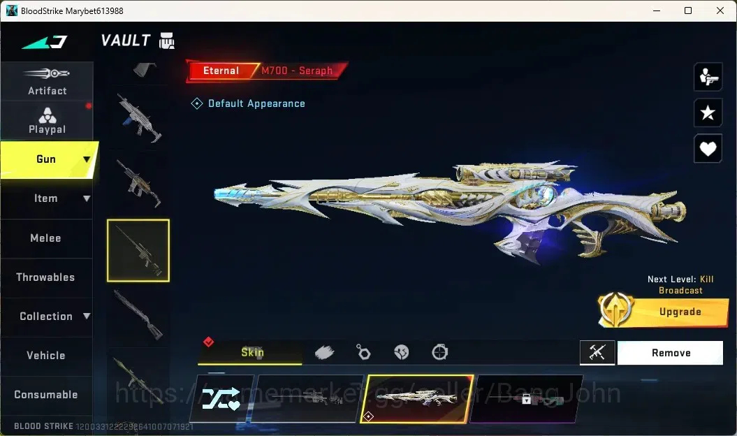 Blood Strike Accounts Collab Skin ASIA | 1 ETERNAL: M700-Seraph|1 ULTRA STRIKER: ZERO-Nullifier|3 LEGENDARY GUN|1 Epic Name 3