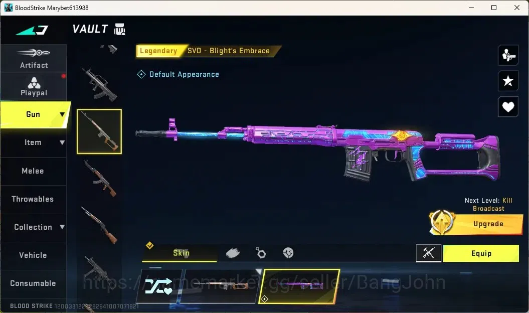 Blood Strike Accounts Collab Skin ASIA | 1 ETERNAL: M700-Seraph|1 ULTRA STRIKER: ZERO-Nullifier|3 LEGENDARY GUN|1 Epic Name 5
