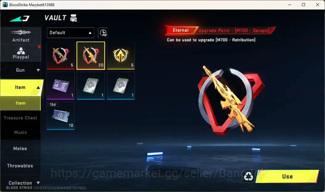 Blood Strike Accounts Collab Skin ASIA | 1 ETERNAL: M700-Seraph|1 ULTRA STRIKER: ZERO-Nullifier|3 LEGENDARY GUN|1 Epic Name 7