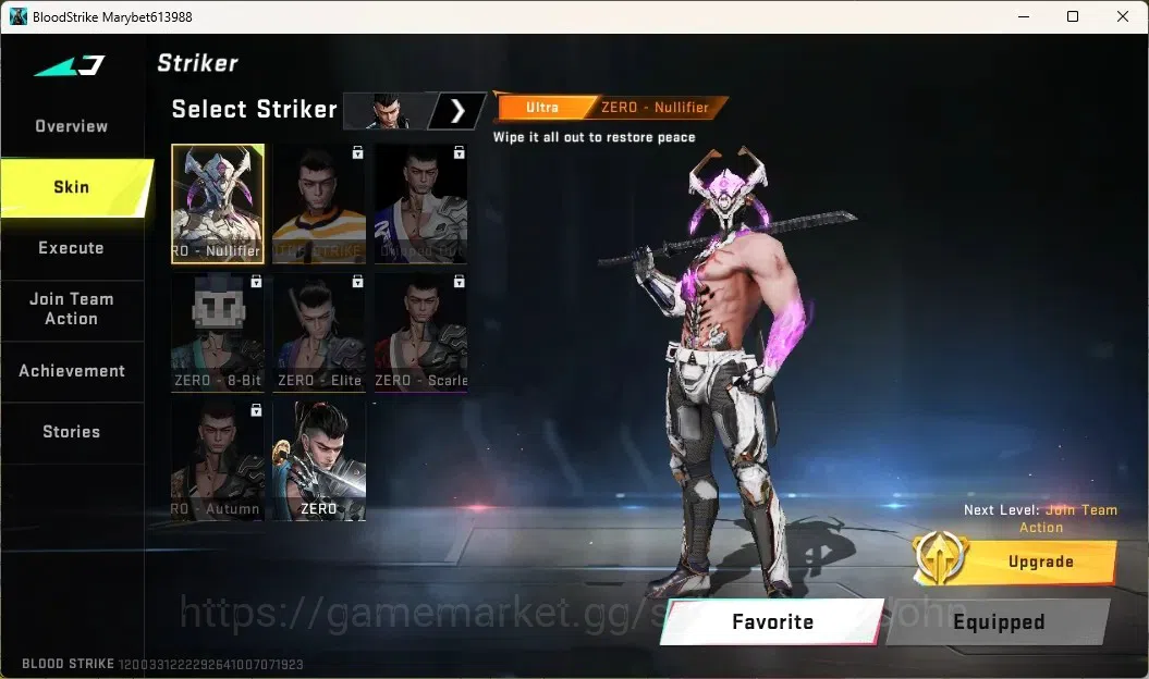 Blood Strike Accounts Collab Skin ASIA | 1 ETERNAL: M700-Seraph|1 ULTRA STRIKER: ZERO-Nullifier|3 LEGENDARY GUN|1 Epic Name 8