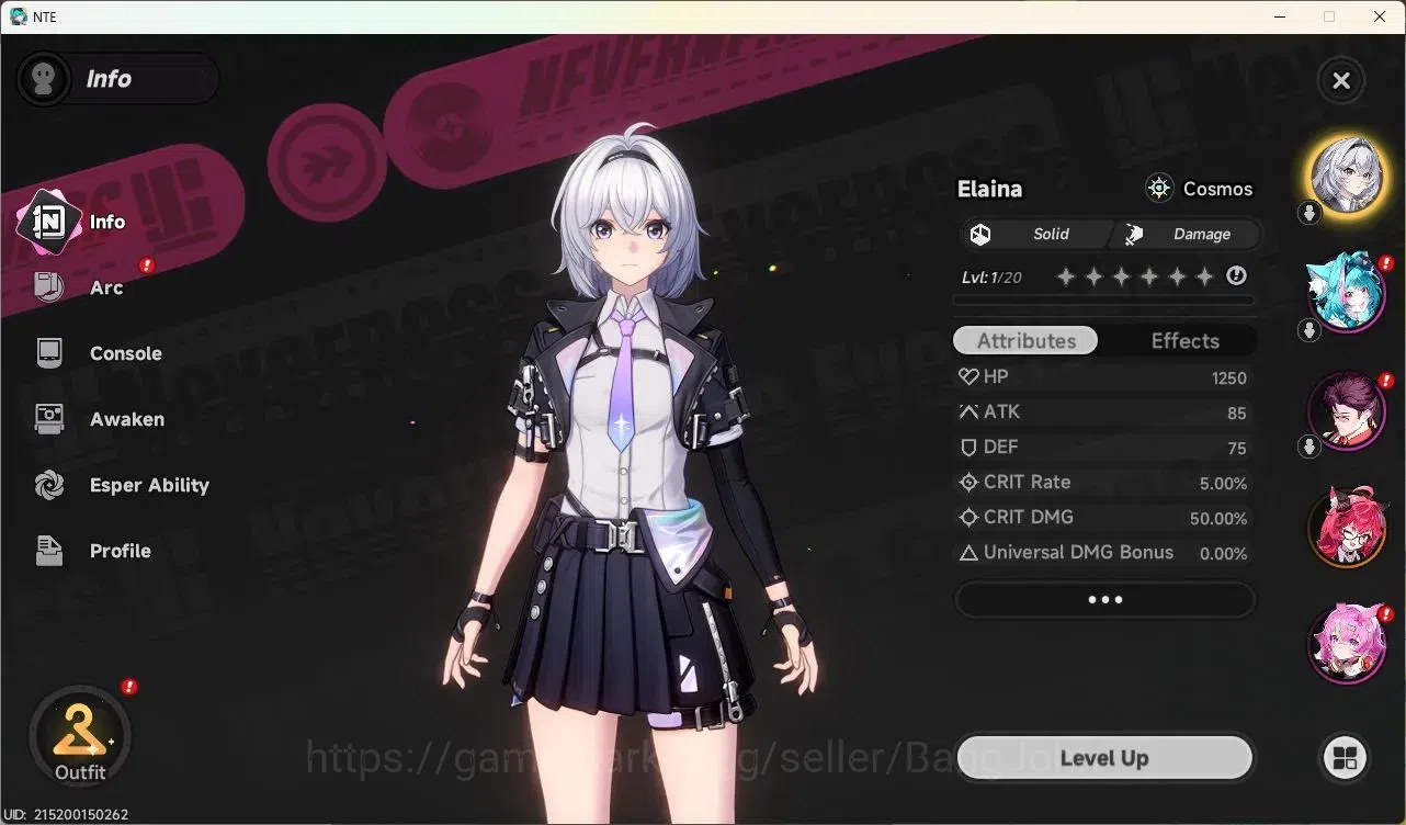 Neverness to Everness Accounts NA|Starter LVL 3, Nanally, 7 Char, MC male, Select image 2